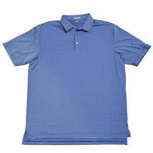 Peter Millar Summer Comfort Mens XL Blue Striped Performance Golf Polo Shirt